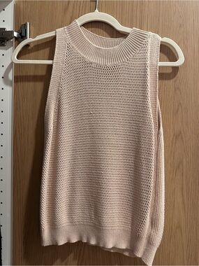 Knit Sleeveless Sweater Tank Top - Light Blush